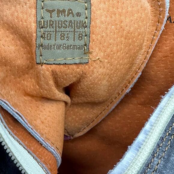 TMA EYES Womens Lace Up Ankle Boots Leather Patchwork Light Blue 8.5 - Picture 6 of 9